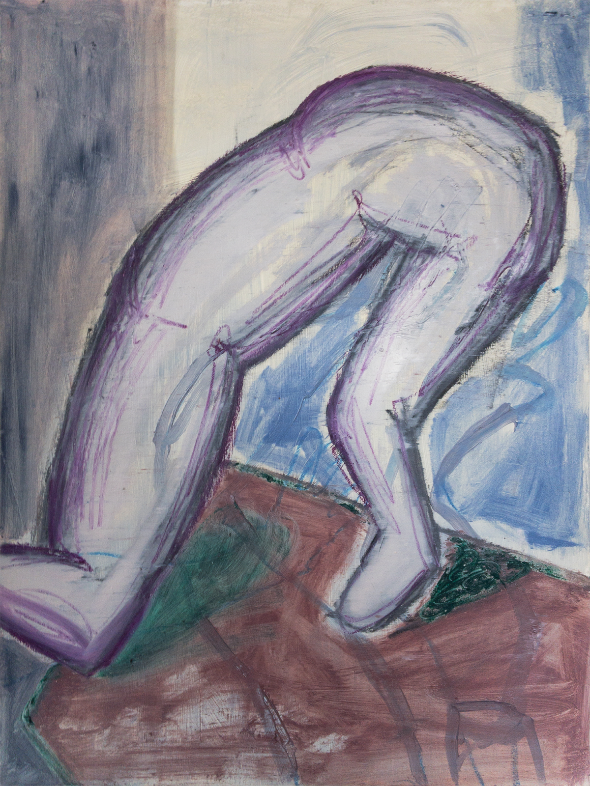 Kickleg. Oil and oil pastel on paper, 29.7 x 42cm