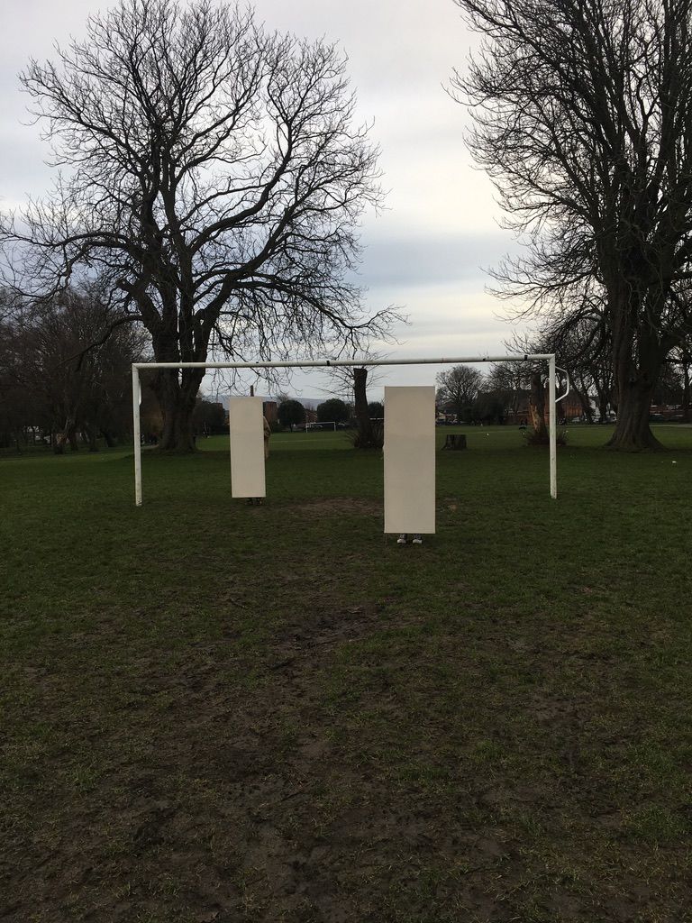 Installation of 'unit form' on football pitch