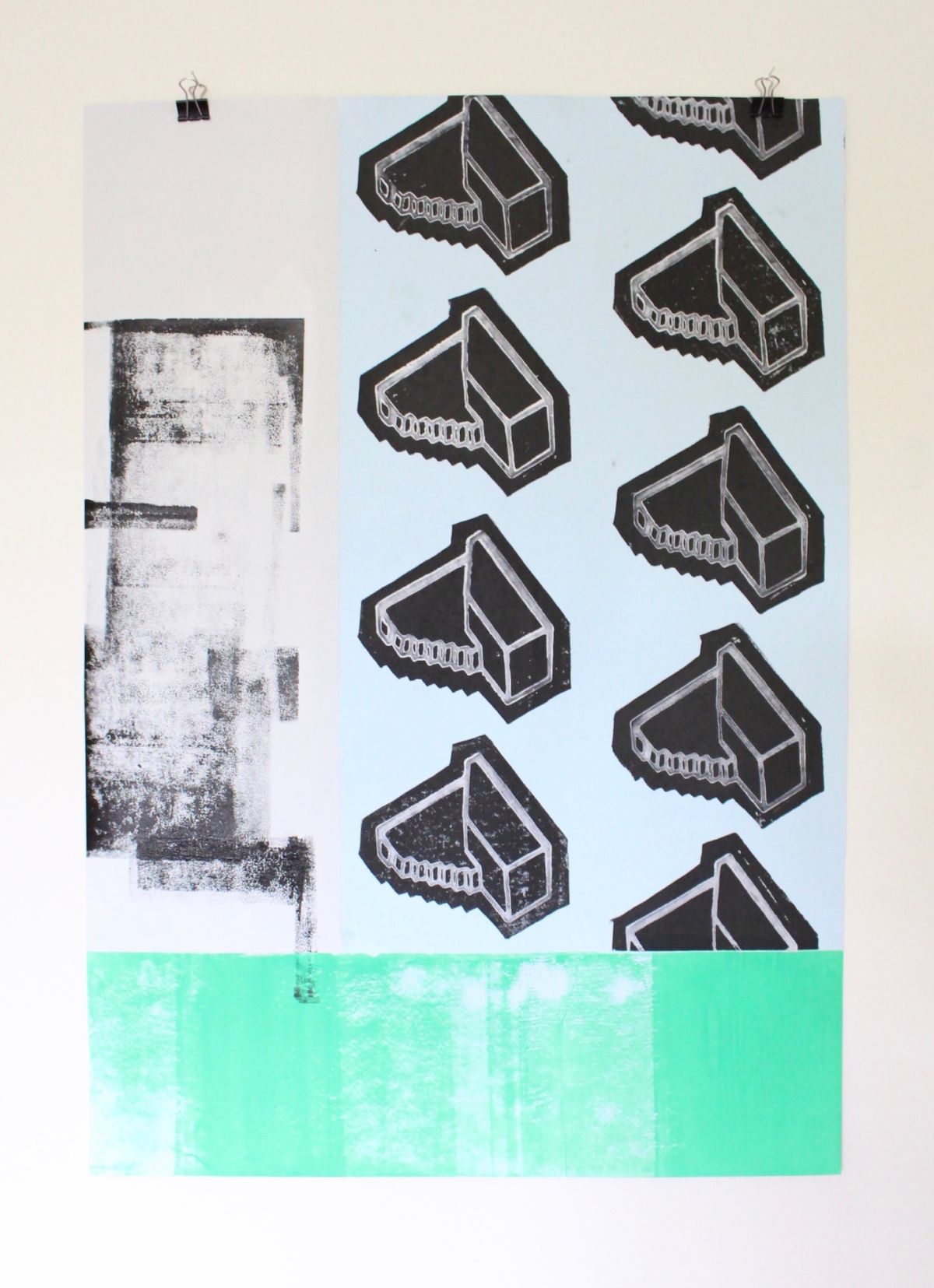What's New II. Linoprint on Fabriano, 64 x 45cm
