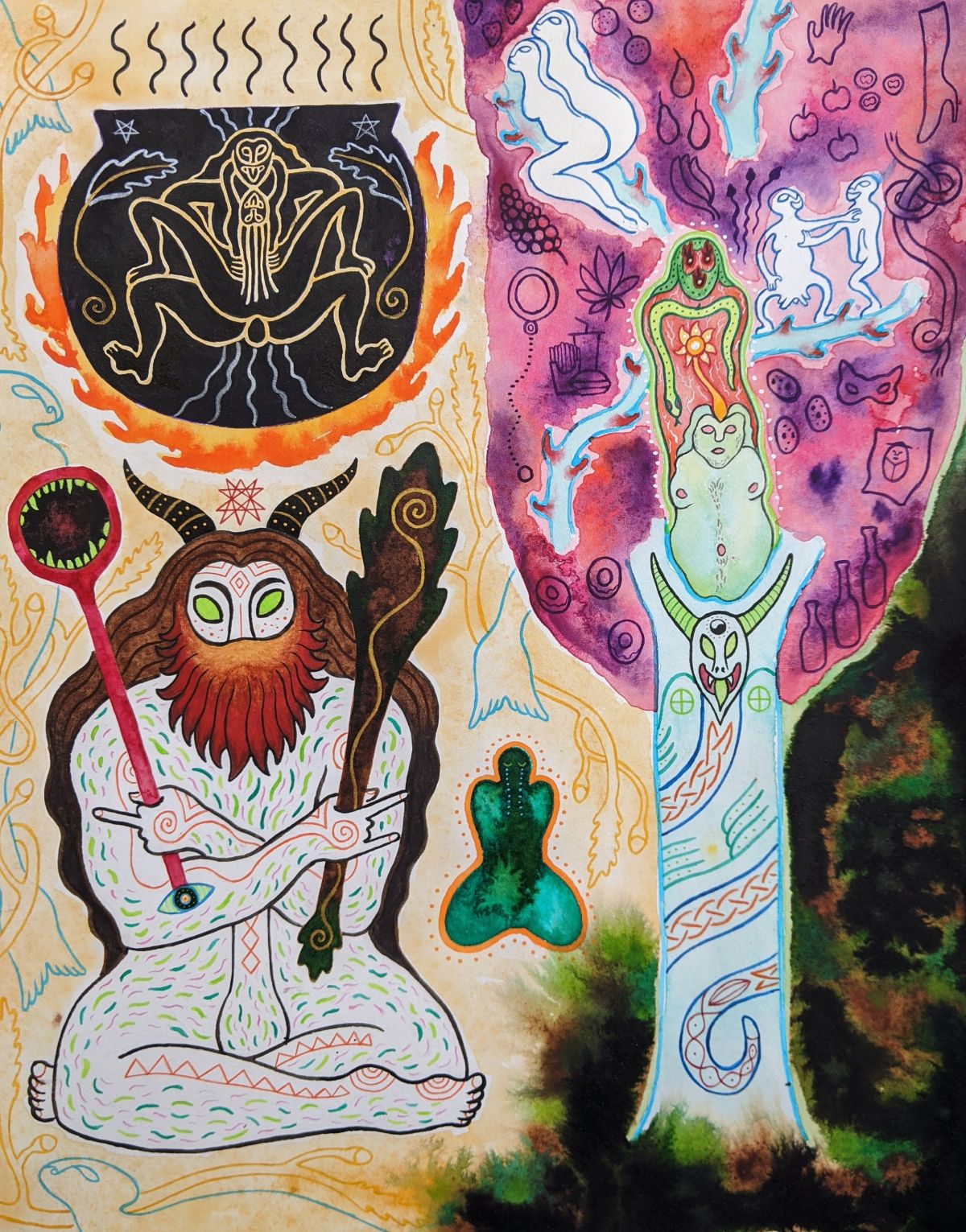 Dagda. Ink and watercolour, 33 x 25cm