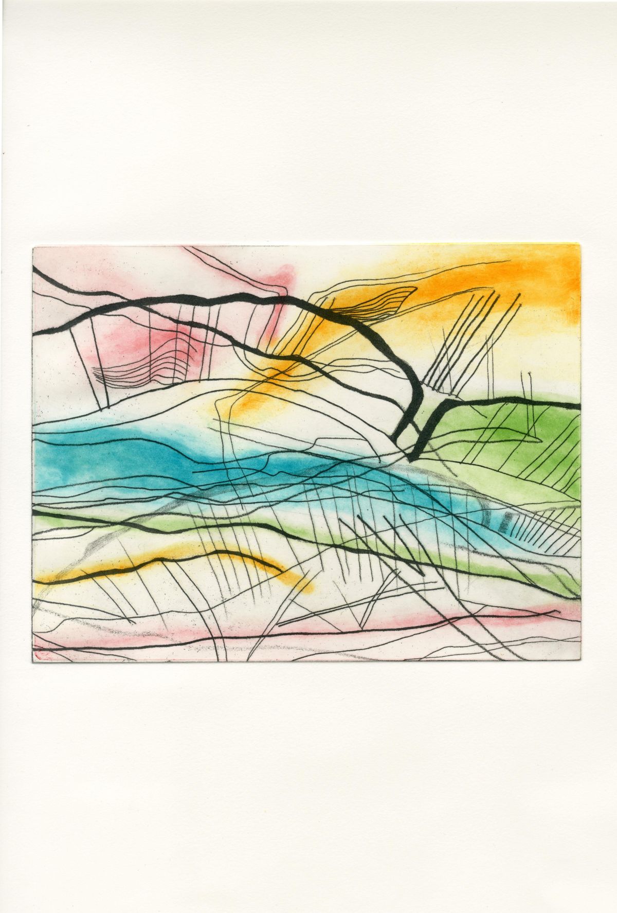Light Refractions #1, 2021. Intaglio etching, spitbite and aquatint on Sommerset Paper