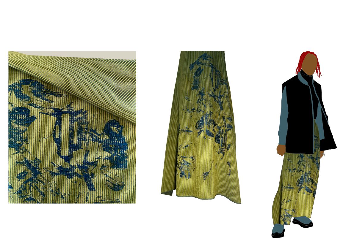 Reversible Perfect grid fabric cross dyed which was then invaded by an imperfect texture
