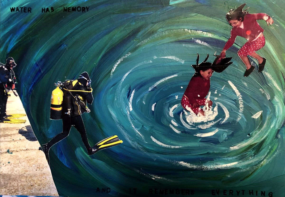 Water Has Memory. Mixed media collage, 21 x 29.7cm
