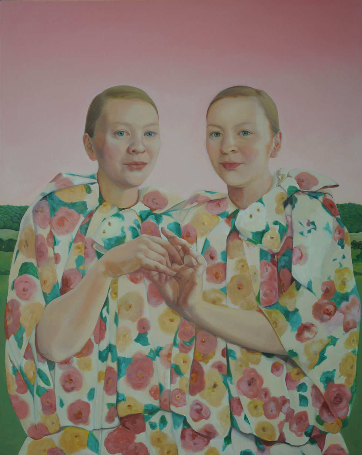 Twins (self-portrait), 2021. Oil on canvas, 100 x 70cm