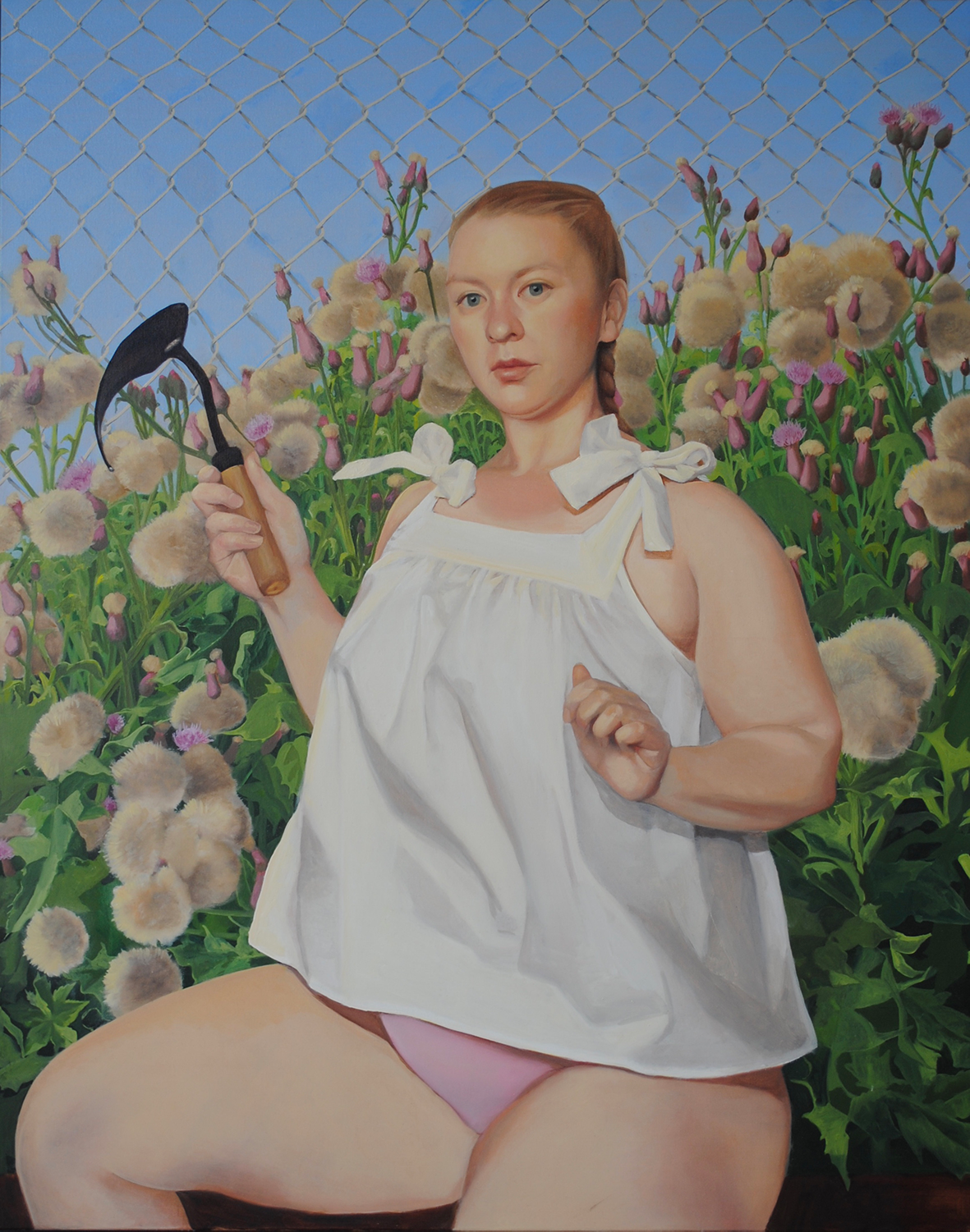 HoMi Hand Plow (self-portrait), 2020. Oil on canvas, 100 x 70cm