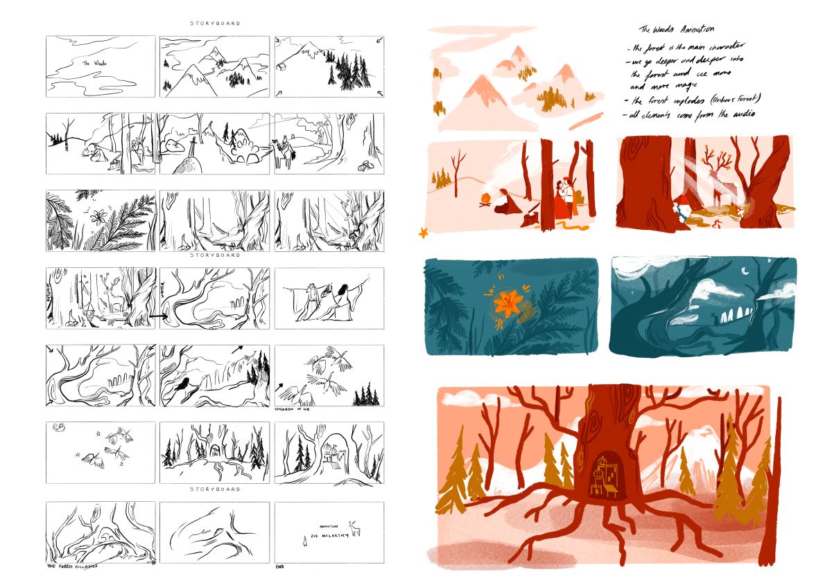 Fadó. Storyboard and colour tests